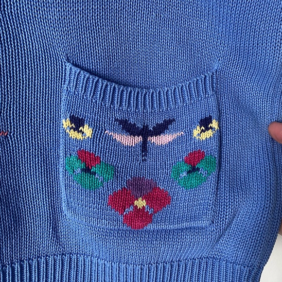 Vintage cotton blue dragonfly sweater jumper - Picture 4 of 16